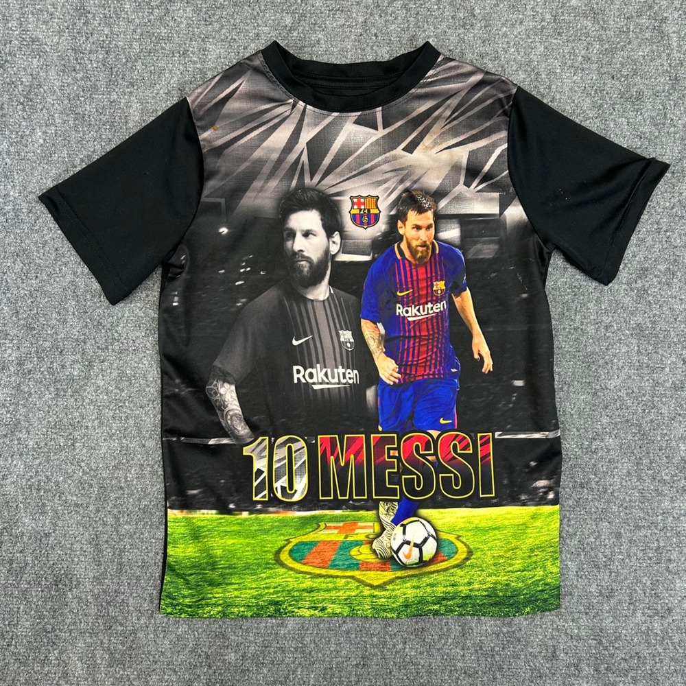FC Barcelona Lionel Messi 10 Graphic Soccer T-Shirt Black Youth Medium M/M